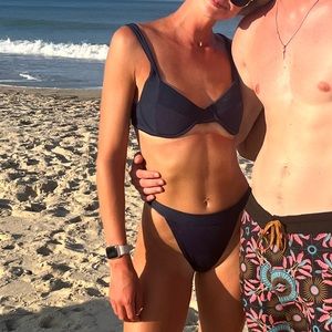 Navy blue TJ swim suit. Great comfy / flattering material.